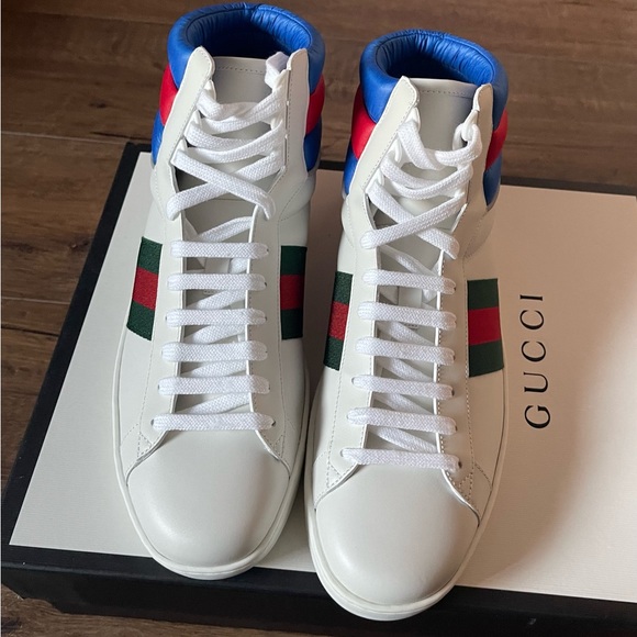 GUCCI-AUTHENTIC (NWT/Box) Mens Web Accent Leather Sneakers - Picture 15 of 15
